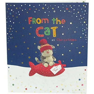 Image of Boofle UK Greetings from The Cat Christmas Card Mum Dad Pet Cute, Multi (670336 0 1)
