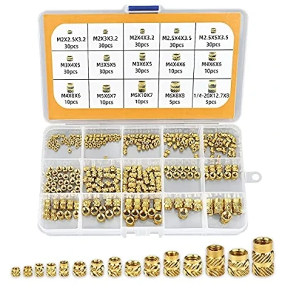 Image of 300pcs Threaded Insert M2 M2.5 M3 M4 M5 M6 Nut Brass Bushings Internal Thread Knurled Nuts with Plastic Box for Parts by Heat or Ultrasonic in 3D Printer