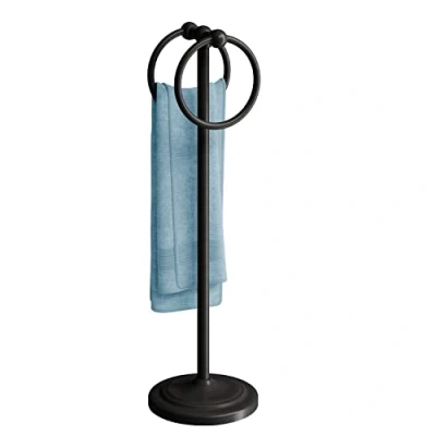 Image of BGL Hand Towel Holder Stand for Bathroom, Bathroom Counter, Free Standing Racks with Weighted Wood Base,19&quot; High Oil Rubbed Bronze