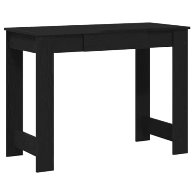 Image of vidaXL black office/study desk 100x45x75 cm engineered wood spacious tabletop and storage modern versatile style