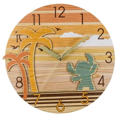 Image of Lilo and Stitch Disney Palm Tree Wall Clock LAS3025, Gold