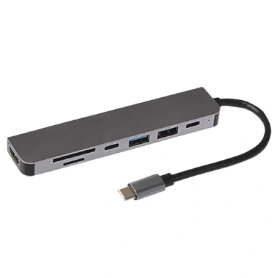 Image of Nikkai USB C Hub Adapter, 6 in 1 with 2x A 3.0, 4K HDMI, C, SD/Micro SD Card Reader for MacBook Air, Pro, Dell XPS, Lenovo ThinkPad and More