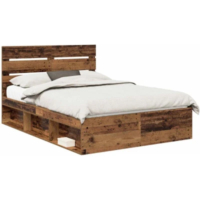 Image of vidaXL Bed Frame with Headboard Old Wood 150 x 200 cm Solid Pine