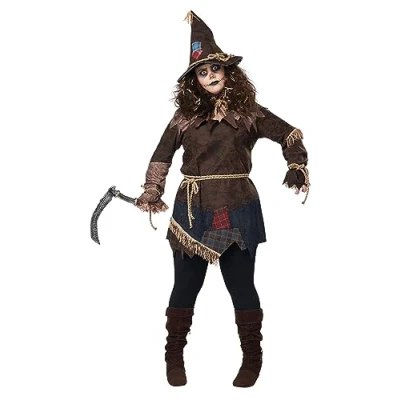 Image of Women&#039;s Plus Size Creepy Scarecrow Fancy Dress Costume 2X Black