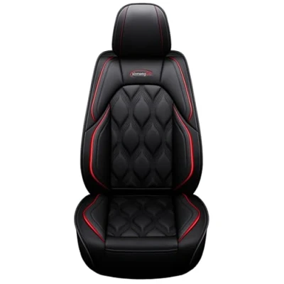 Image of Congxy Universal Car Seat Covers waterproof leather Full Set, To Fit Most Cars, Side Airbag Compatible, Black Red Standard