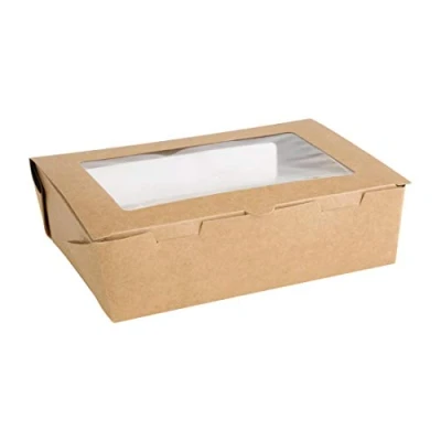 Image of Fiesta Compostable Salad Boxes with PLA Windows 1600ml (Pack of 200)