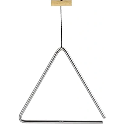 Image of Nino Percussion Triangle Musical Instrument Large with Beater for Children from 4 Years Steel and Wood, Natural (NINO552)