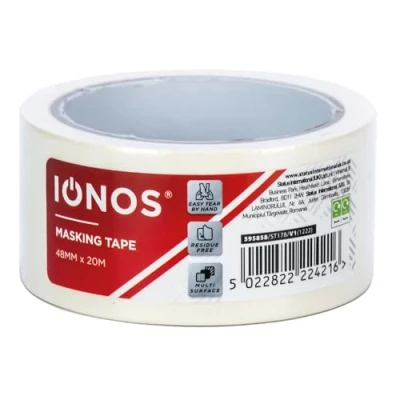 Image of Status: IONOS Masking Tape (20metres, 48mm) 1 Pack/Easy tear, Residue Free, Multi Surface / IONMT48MM1PKX24