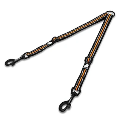 Image of WINHYEPET Dog Leash Coupler No Tangle free Double Dual Adjustable Splitter Lead Trainer for Two Dogs