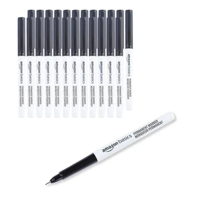 Image of Amazon Basics Ultra Fine Point Permanent Markers, Black, 24 Pack
