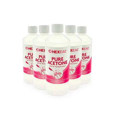 Image of Hexeal ACETONE 99.5% 5 x 500ml Professional Nail Polish Remover Gel Soak Off, Acrylic, Varnish