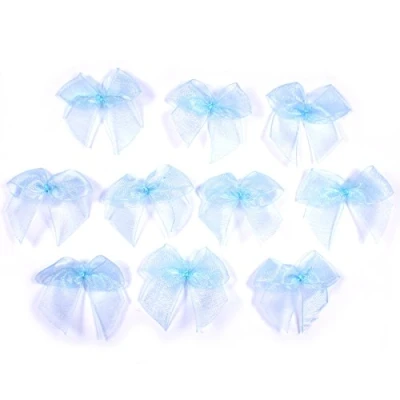 Image of Sheer Ribbon Bows 3cm Wide Pack of 10 (Pale Blue)