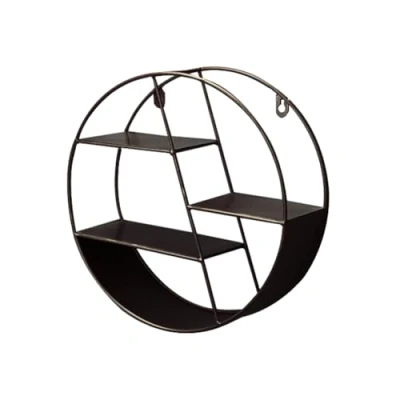 Image of Ceolup Wall Shelf Floating Shelves Metal Hanging Industrial Style Round Storage Modern Mounted Multi Display