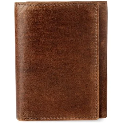 Image of BULL GUARD RFID Genuine Leather Trifold Wallets for Men ID Window, Secret Pocket, Wallet