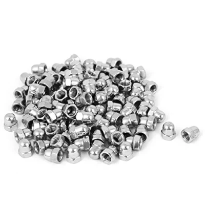 Image of Sourcingmap Acorn Hex Cap Nuts 100Pcs M5 Dome 201 Stainless Steel Hexagon Decorative Nut for Screws Bolts Silver Tone