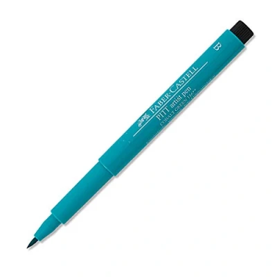 Image of Faber Castell Art &amp; Graphic Pitt Artist Pen Brush India Ink Pen, Cobalt Green, Single For Art, Craft, Drawing, Sketching, Home, School, University, Colouring