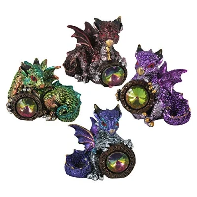 Image of Nemesis Now Dragon&#039;s Reward Set of 4 5.5cm Figurines, Resin, Multi Coloured, One Size