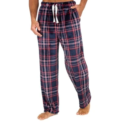 Image of undercover lingerie Boys Fleece Lounge Pants 15C655 Navy Check 9 10 Years