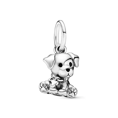 Image of Pandora Moments Women&#039;s Sterling Silver Labrador Puppy Dog Dangle Charm for Bracelet, No Box
