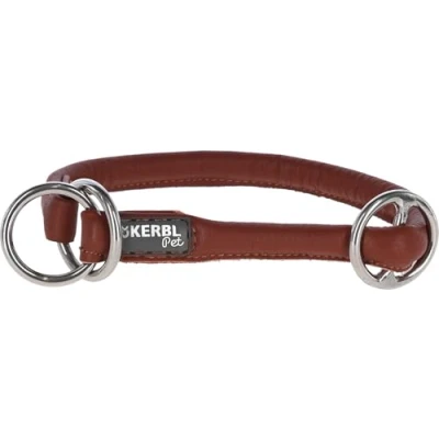 Image of Kerbl Roma Round Leather Choke Collar, Brown (Cognac), 50 cm / 8 mm
