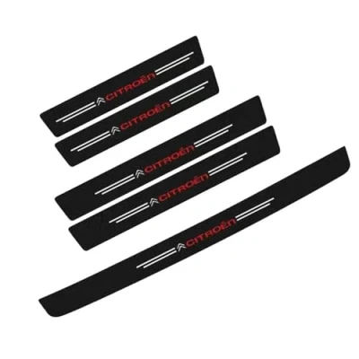 Image of FKSWJZXD 5Pcs Car Door Sill Protector for Citroen C1 C2 C3 C4 C5 Elysee Picasso, Scratch Resistant Carbon Fiber Kick Plates Sticker Automobile