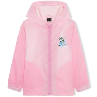 Image of Bluey Girls Raincoat with Hood, Waterproof Fleece Lined Coat Kids Outdoor Rainwear Hooded Jacket (Pink, 5 6 Years)