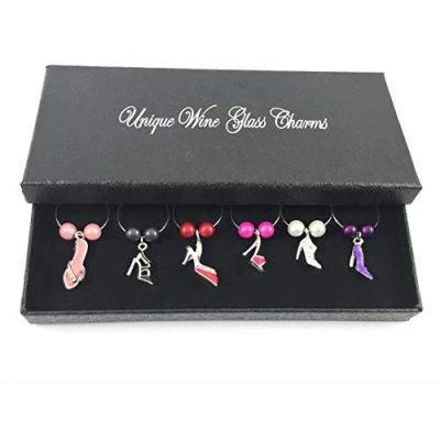 Image of Libby&#039;s Market Place Shoe Lovers Wine Glass Charms with Gift Box