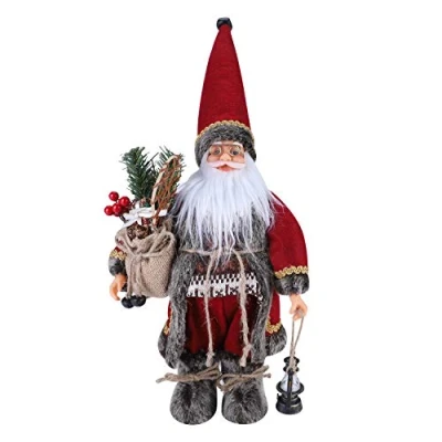 Image of Christmas Father Santa Decor Figures Free Standing Dolls Xmas Claus Indoor Table Fireplace Decoratons Party Home Ornament Gifts 30CM (Red Claus)