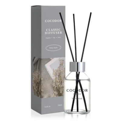Image of COCODOR Classic Reed Diffuser/White Musk/100ml/1 Pack/Scent Diffuser with Sticks Home Fragrance for Bathroom Shelf Décor