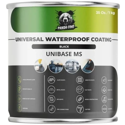 Image of PandaCoat Waterproof Sealant Liquid Plastic Sealing Black Gutter Flat Roof Seal Concrete, Metal, Wood Slurries (1 kg)