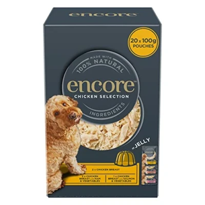 Image of Encore Natural Adult Wet Dog Food, Chicken Selection in Jelly 100g Pouch (4 x (5 Pouches))