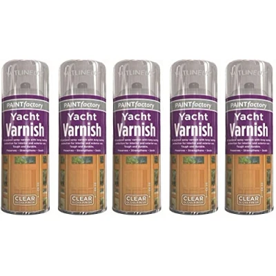 Image of 5 x All Purpose Yacht Varnish 400ML Professional Gloss Finish Spray Wood Color Paint