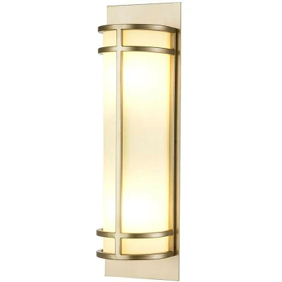 Image of Fusion 2 Light Flush Wall Lamp, Painted Natural Brass