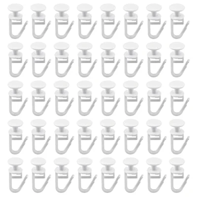 Image of 50 Pcs Plastic White Curtain Track Glider Hooks Rail Gliders for Window Door Shower