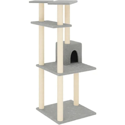 Image of vidaXL Cat Tree with Sisal Scratching Posts Light Grey 123 cm