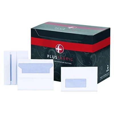 Image of Plus Fabric C6 White Wallet Self Seal Envelope, 120 gsm, Pack of 500