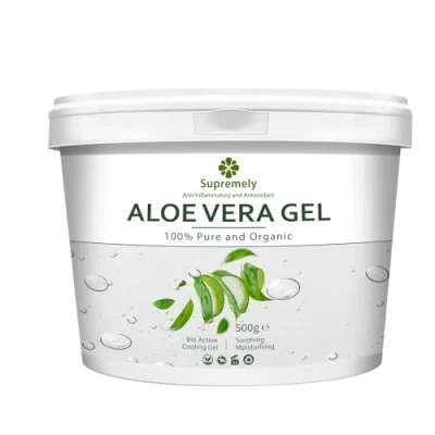 Image of Supremely 100% Pure Aloe Vera Gel 500 Grams Soothing &amp; Hydrating Multipurpose Face Body Hair Care Ideal for Sensitive Skin Freshly Cut From Farms