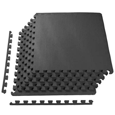 Image of BalanceFrom Puzzle Exercise Mat EVA Foam Interlocking Tiles, Black