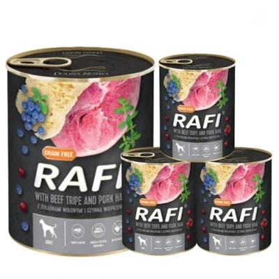 Image of Complete Wet Dog Food: Meat &amp; Natural Ingredients, Grain Free, Immune Boosting Superfoods in Every Flavor! Healthy Tasty Nutrition for All Breeds! (Beef Tripe Pork Ham, 4x800g)