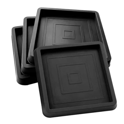 Image of Furniture Coasters Cups, Rubber Feet Caster Cups Floor Protectors Square Table Chairs Legs Cup Pads for Carpet Floors Piano Sofa 4 Pcs