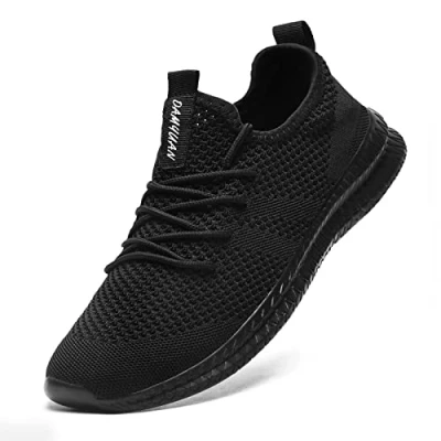 Image of FUJEAK Men&#039;s Lightweight Breathable Casual Comfortable Slip on Fitness Sport Fashion Athletic Sneakers Black 7 UK