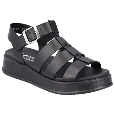 Image of Rieker Evolution Womens W0804 00 Lugano Multi Strap Sandals (Black, UK Footwear Size System, Adult, Women, Numeric, Medium, 6)