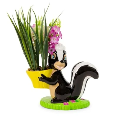 Image of Disney Bambi Flower Skunk 6 Inch Ceramic Planter With Artificial Succulent