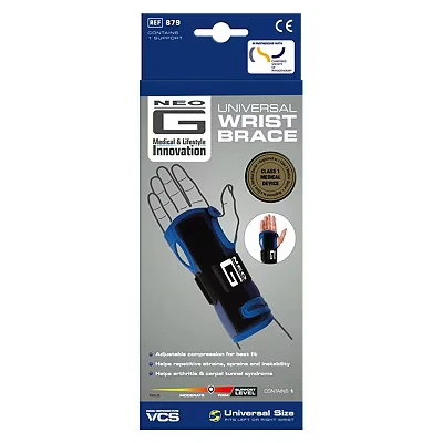 Image of Neo G Wrist Support Universal Fit Brace for Carpal Tunnel Syndrome, Arthritis, Tendonitis, Tenosynovitis, Injuries, Weak Wrists. Left or Right Class 1 Medical Device