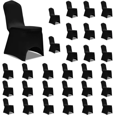 Image of vidaXL Chair Cover Stretch Black 30 pcs