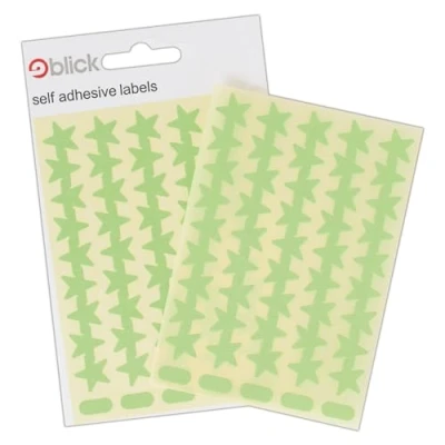Image of Blick Labels, Fluorescent Green, Self Adhesive Stickers, Stars, 13mm, 135 for Home, Office, Family, School, Holiday Calendar Organising, Planner, Rewards Chart, Colour Coding