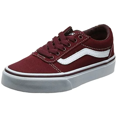 Image of Vans Unisex Kids Ward Canvas Sneaker, Red Port Royale White 8j7, 10 UK