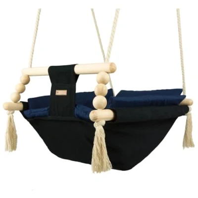 Image of Baby Hammock, Rocker Swing, Hammock with Quilt (Colour: Black, Navy)
