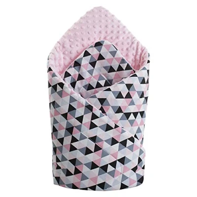 Image of Medi Partners Swaddling Blanket 100% Cotton 75x75cm Double Sided Soft All Year Round Multifunctional Anti Allergic Babies (Triangles with light pink Plush)