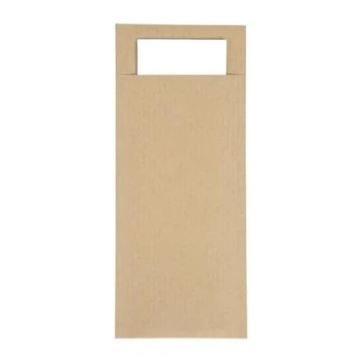 Image of EUROKRAFTpro Burgundy Cutlery Pouch with White Napkin (Pack of 500)